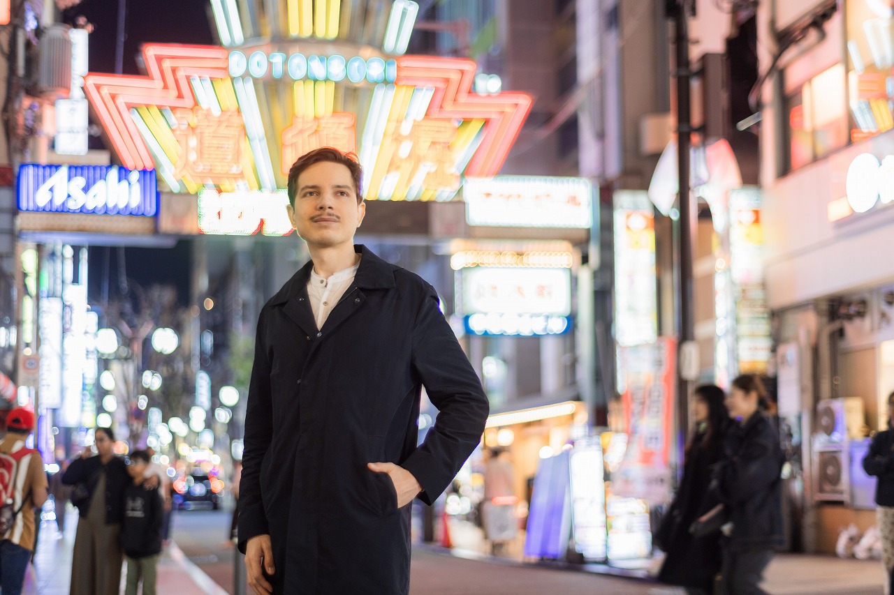 Dotonbori night portrait -with neon sign