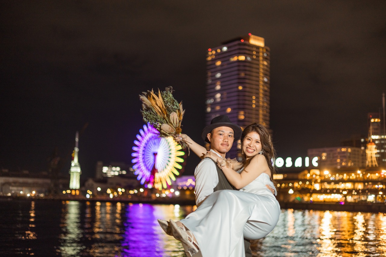 Kansai night portrait example with city lights and urban background