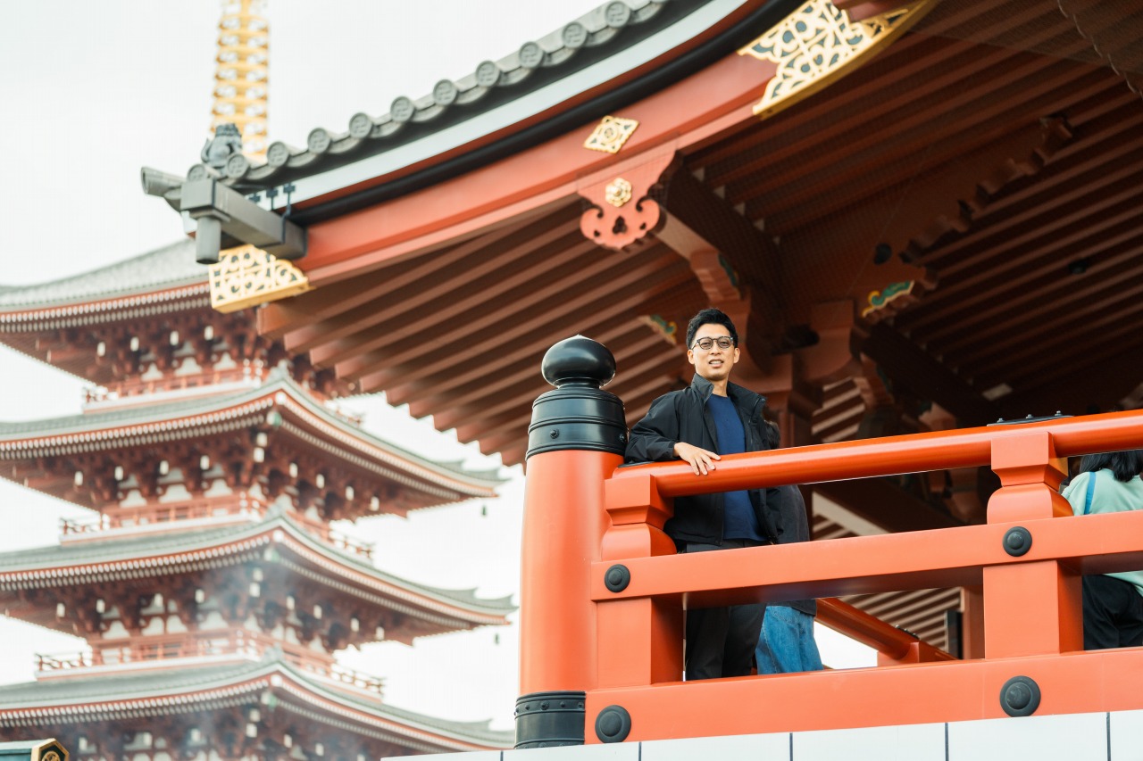 Sensoji Temple roof and pagoda - architectural angle