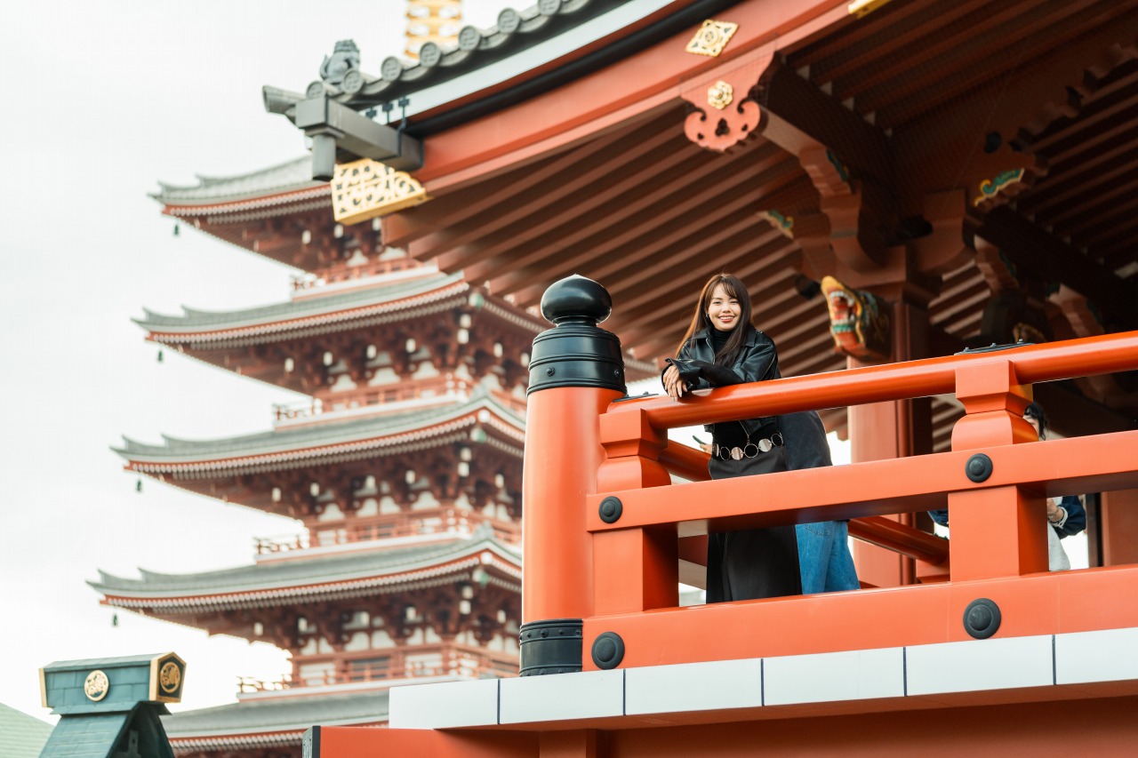 Asakusa five-story pagoda detail - architectural close-up
