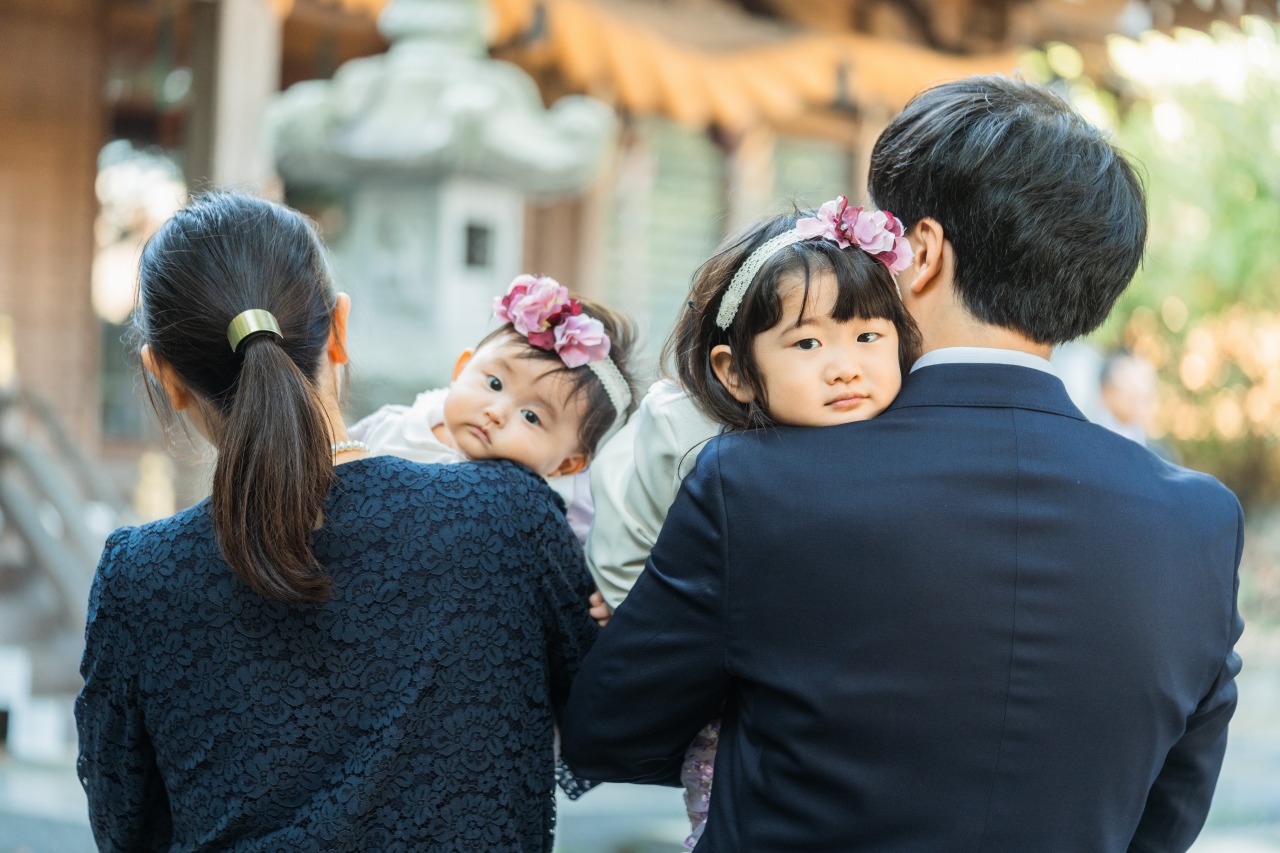 姉妹と親子の写真(中氷川神社)
