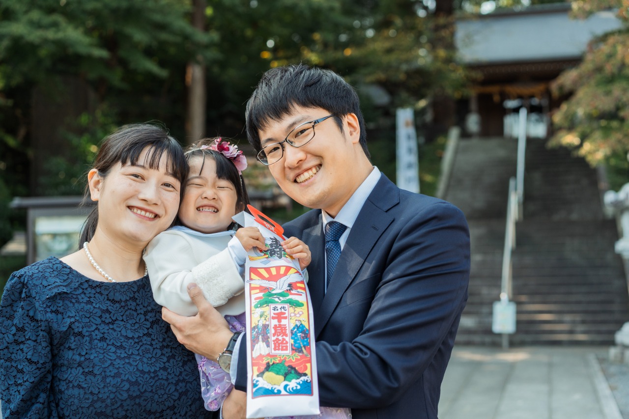 七五三の親子ポートレート(中氷川神社)