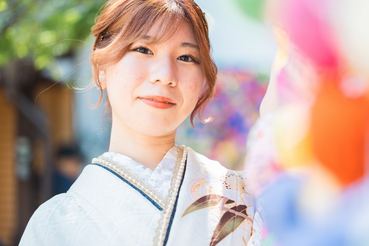 二年坂 成人式前撮り 顔のアップ