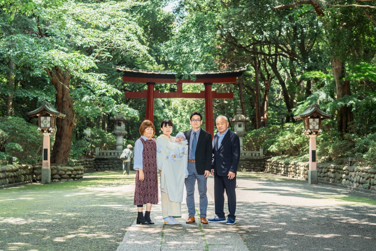 関東でのお宮参り写真作例（大宮八幡宮）