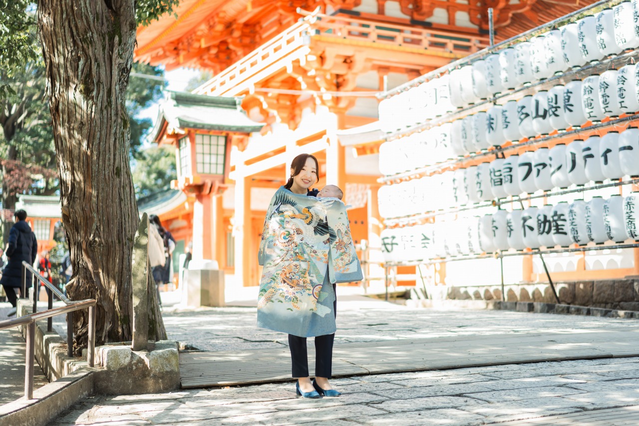 大宮氷川神社でのお宮参り写真