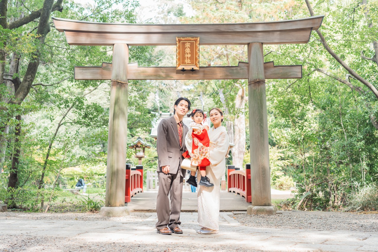 大宮氷川神社での七五三親子写真