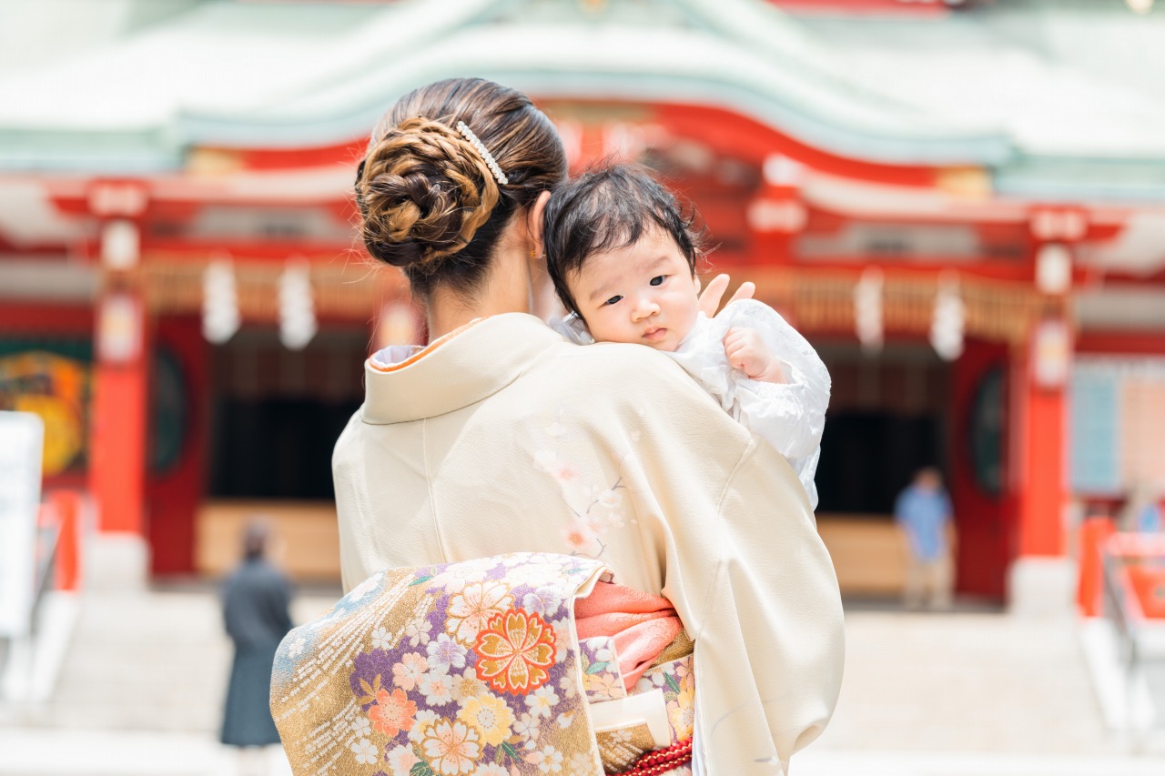 東京の神社でのお宮参り写真09
