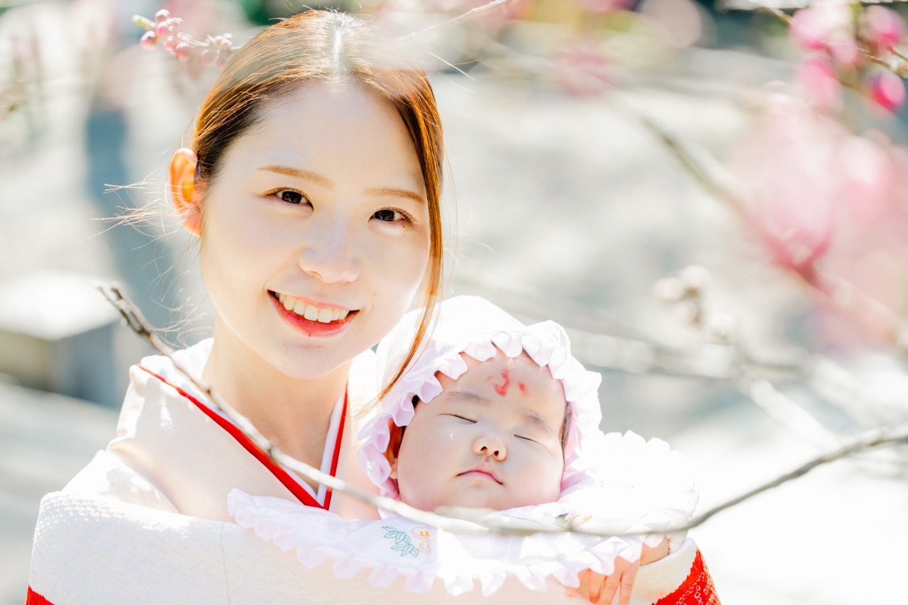 中山寺 お宮参り 写真 お母さんと赤ちゃん