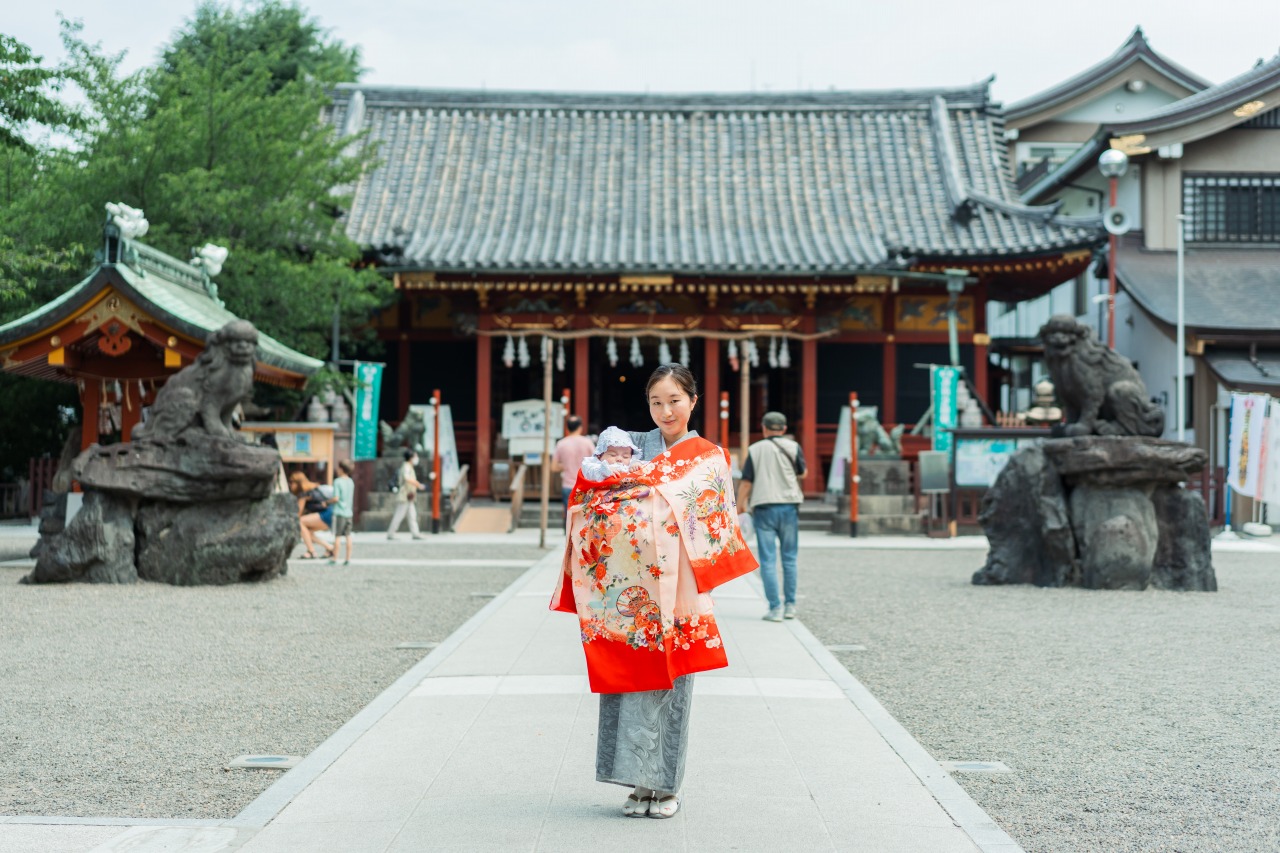 東京の神社でのお宮参り写真11