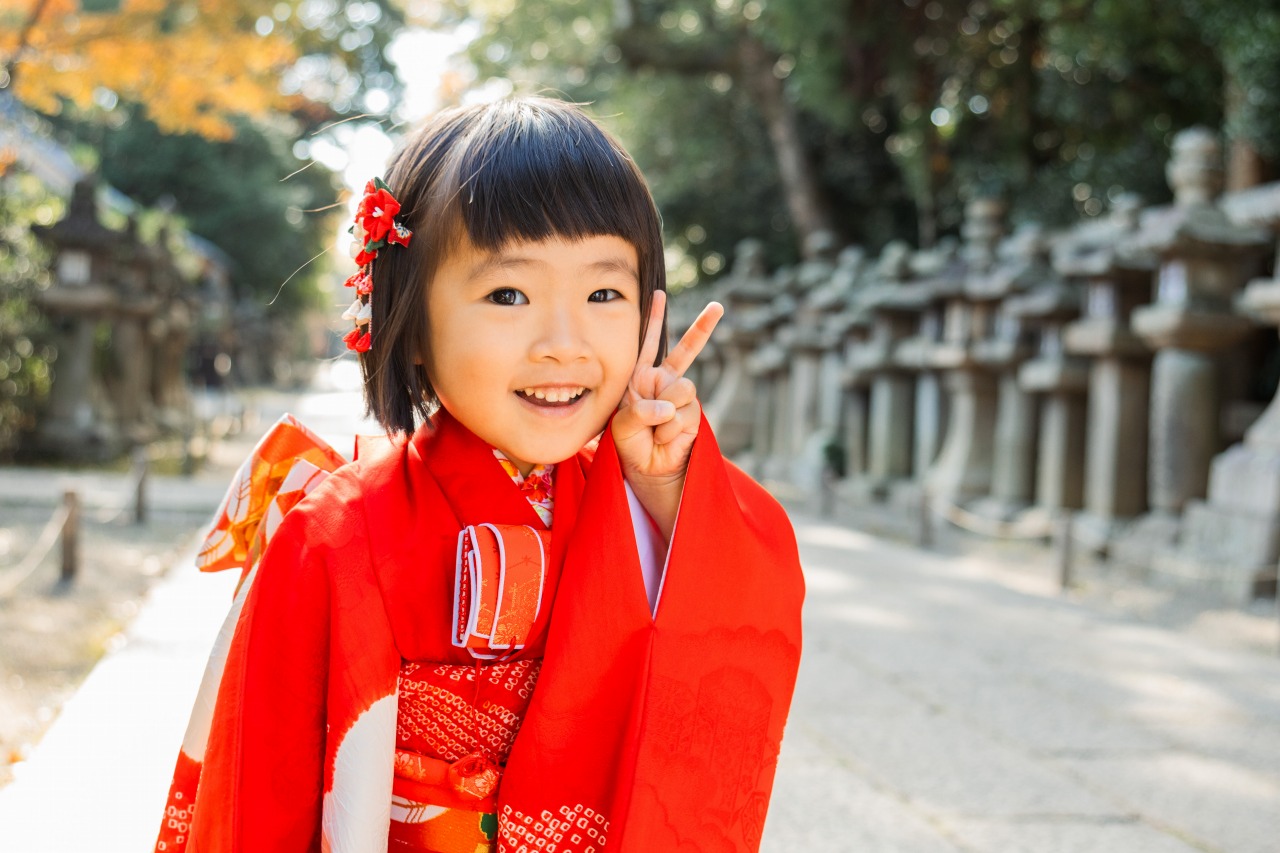 京都の神社での七五三写真