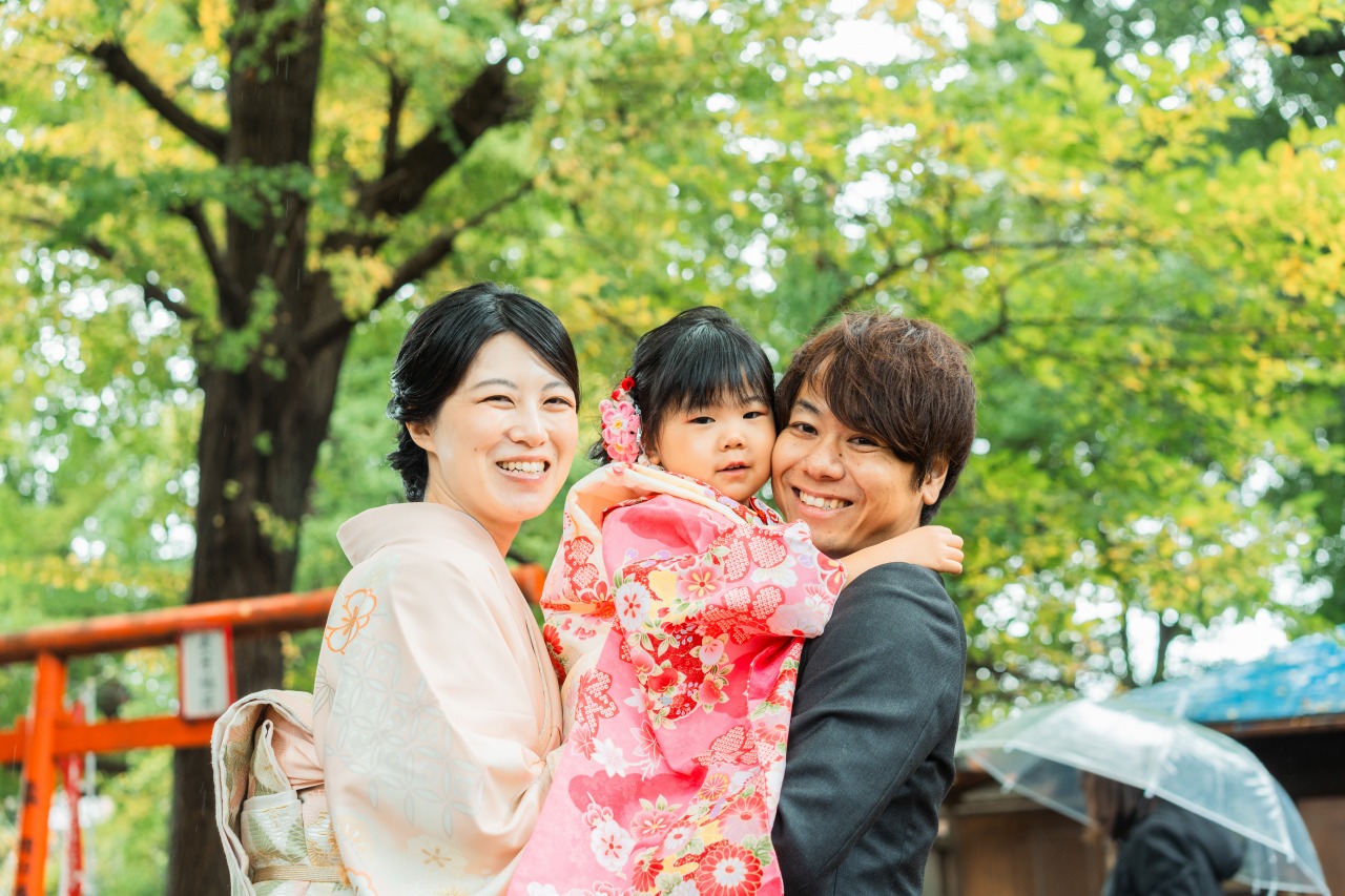 親子での七五三写真(鬼子母神)